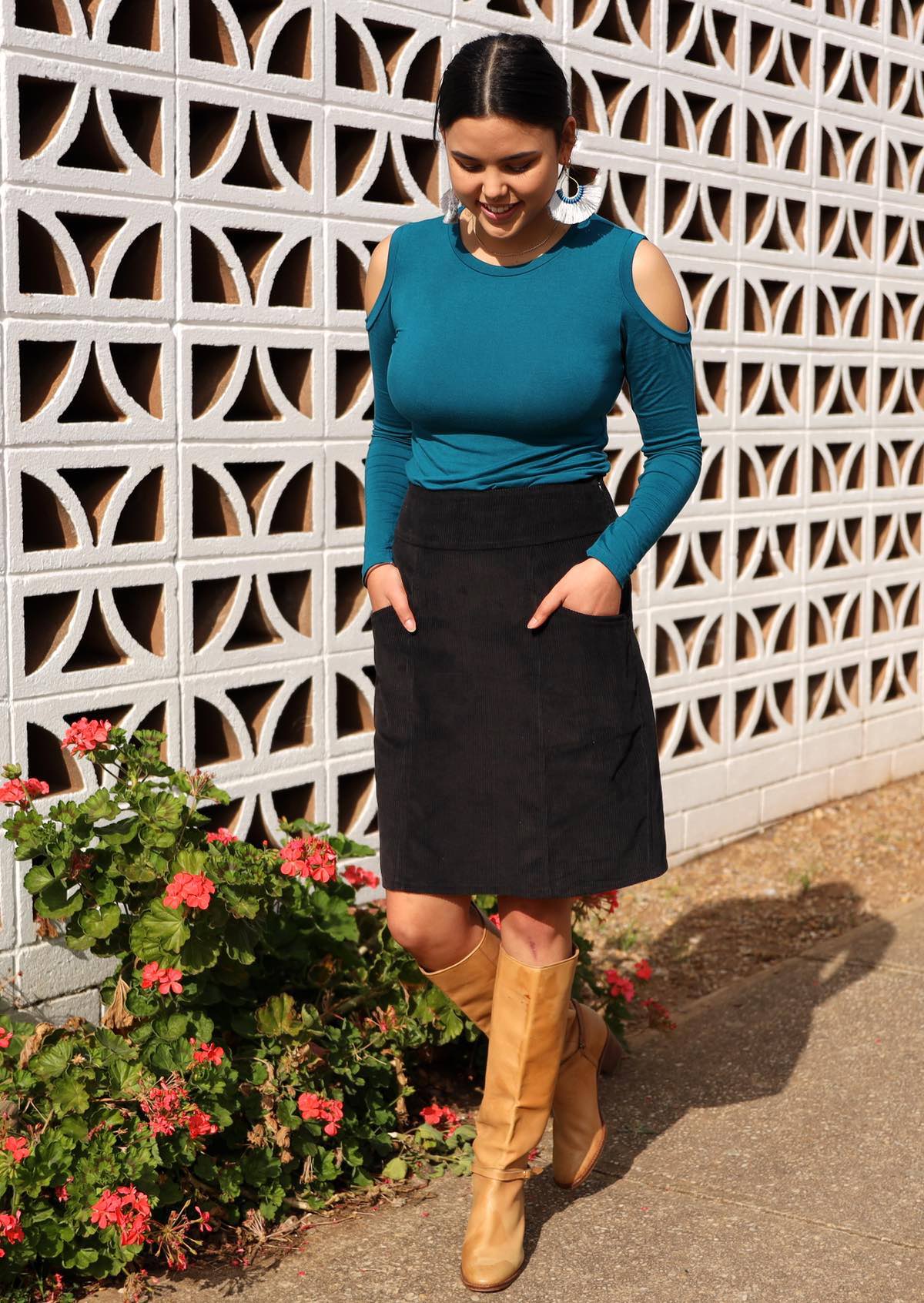 women's cord skirt with pockets