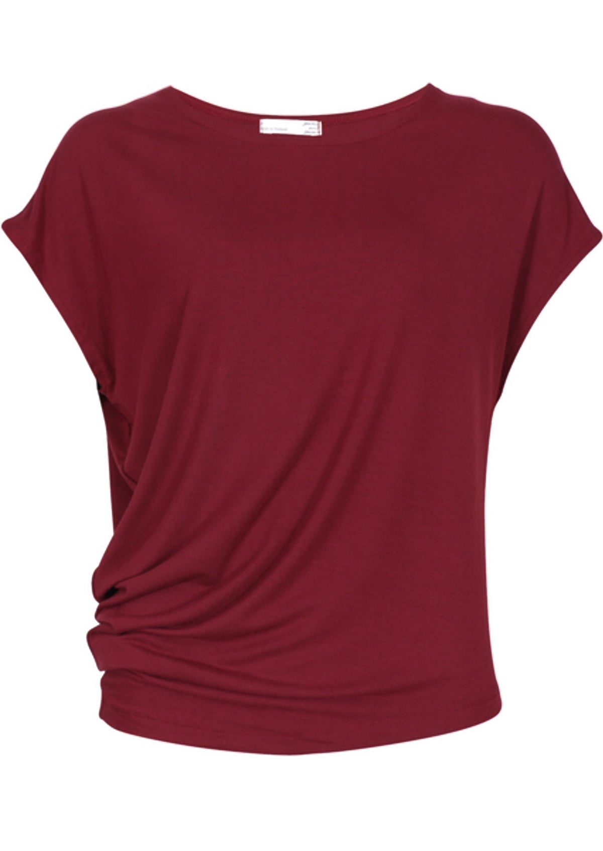 short sleeve women's rayon top in maroon