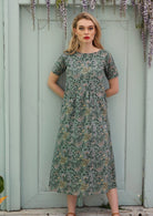 Short Sleeve Lined Cotton Dress with Pockets