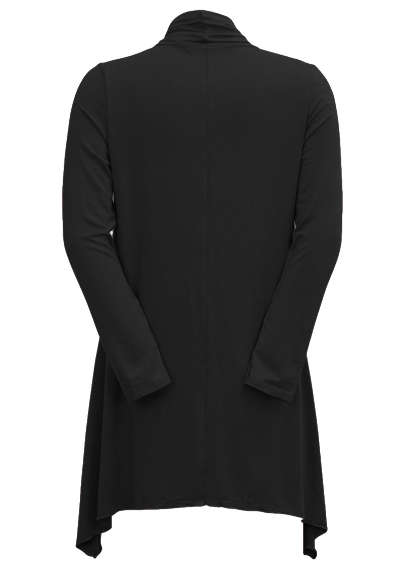 concave hemline black cardi
