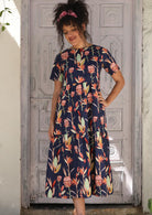 Floral Printed Cotton Tiered Womens Dress