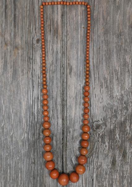 small to large wood bead necklace brown