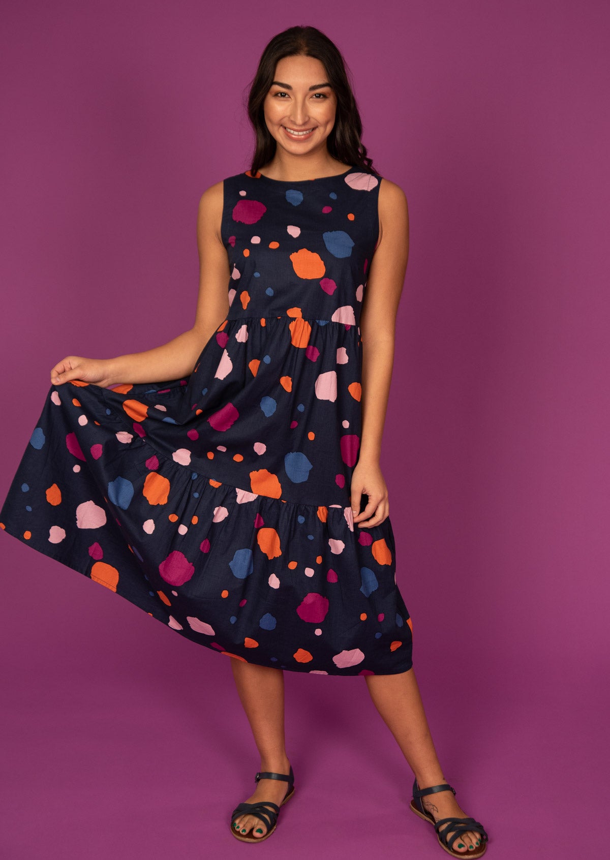 Three Tiered Printed 100% Cotton Dress