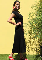 Mid Calf Length Soft Stretch Womens Dress