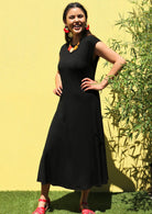Stretch Womens Midi Dress Black