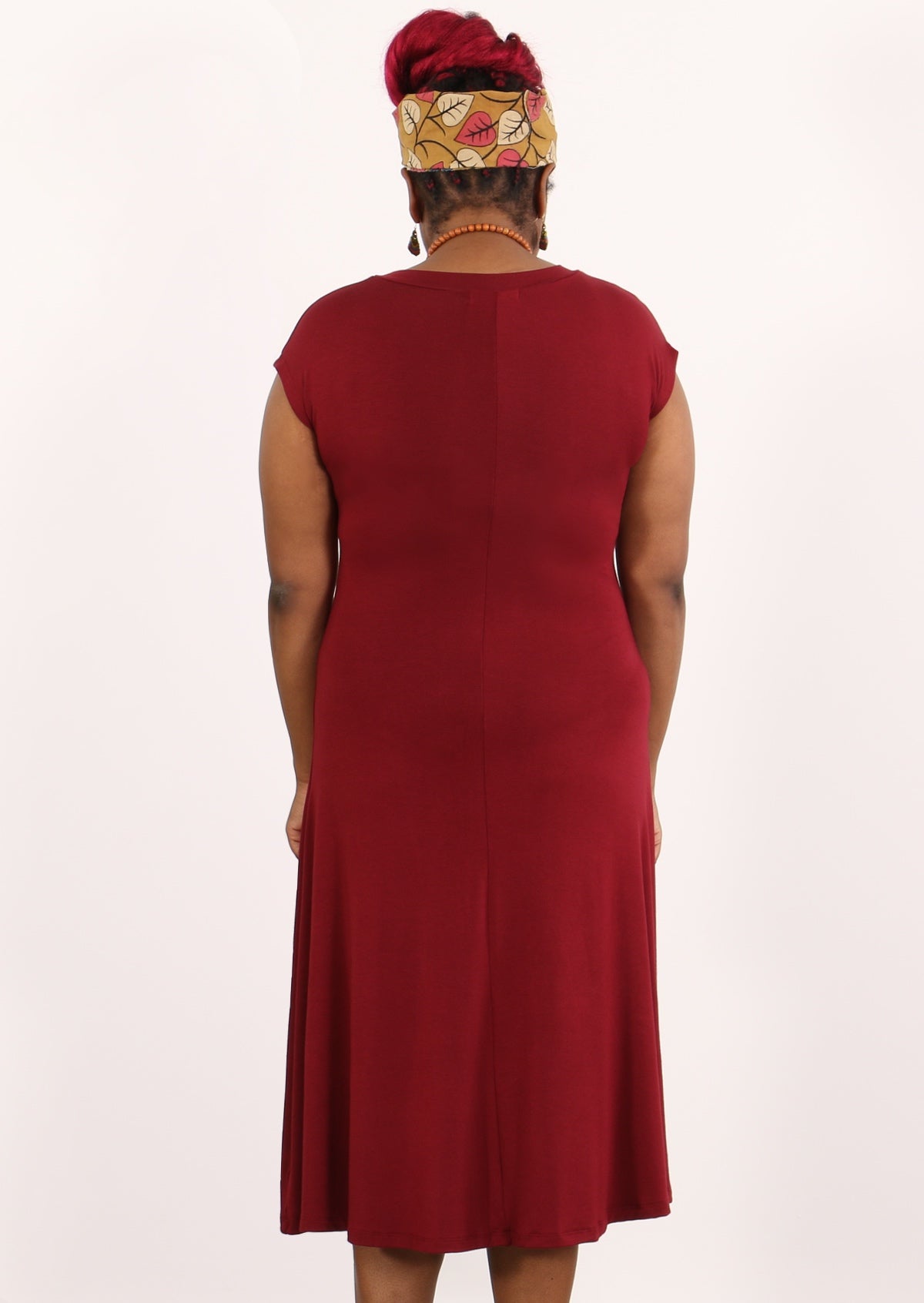 back view back seam women's midi dress