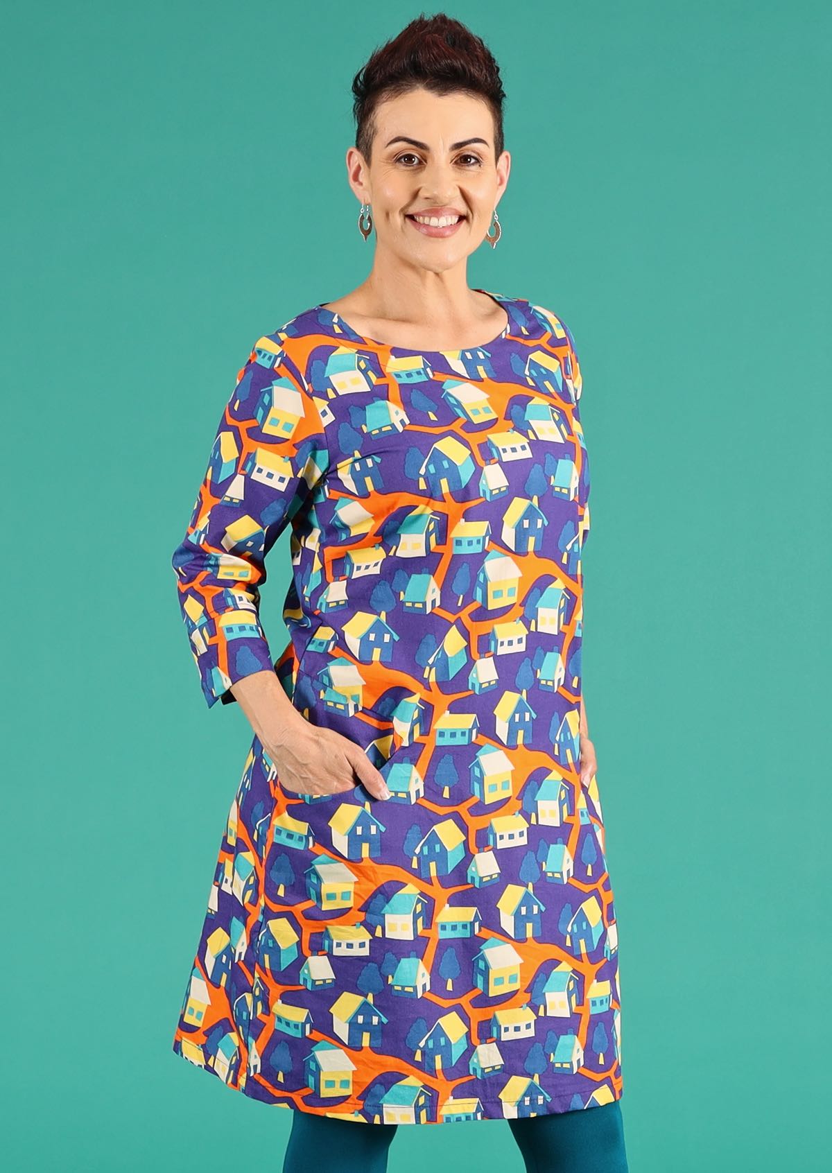 a-line dress colourful print