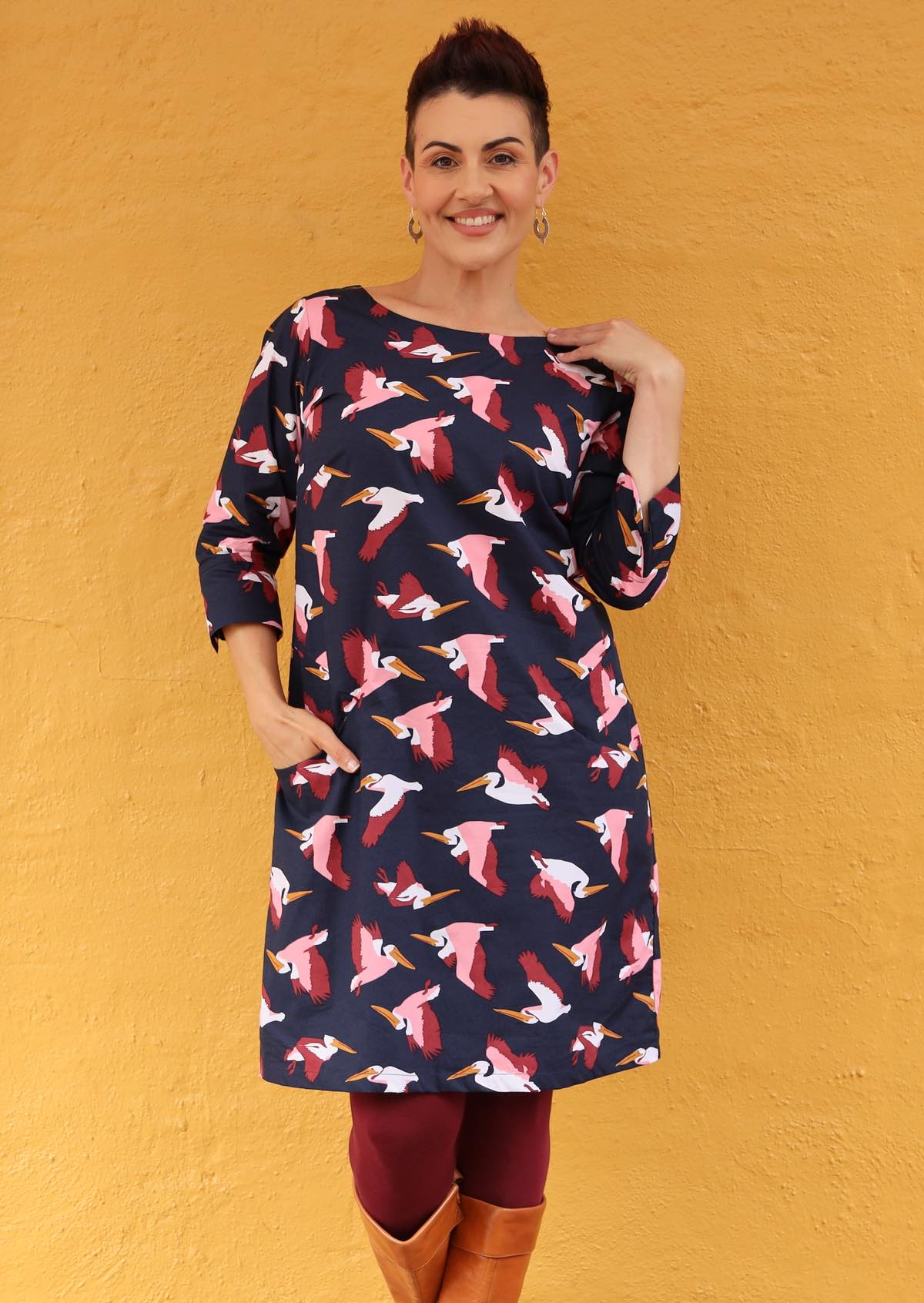 women's 3/4 sleeve a-line dress