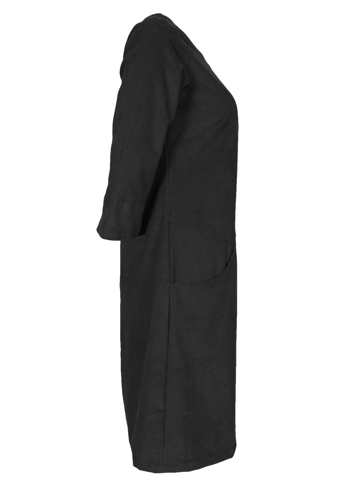 side view cotton cord women's 3/4 sleeve dress