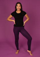 Leggings high waisted full length soft rayon dark purple | Karma East Australia