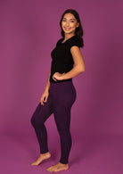 high waisted soft leggings dark purple