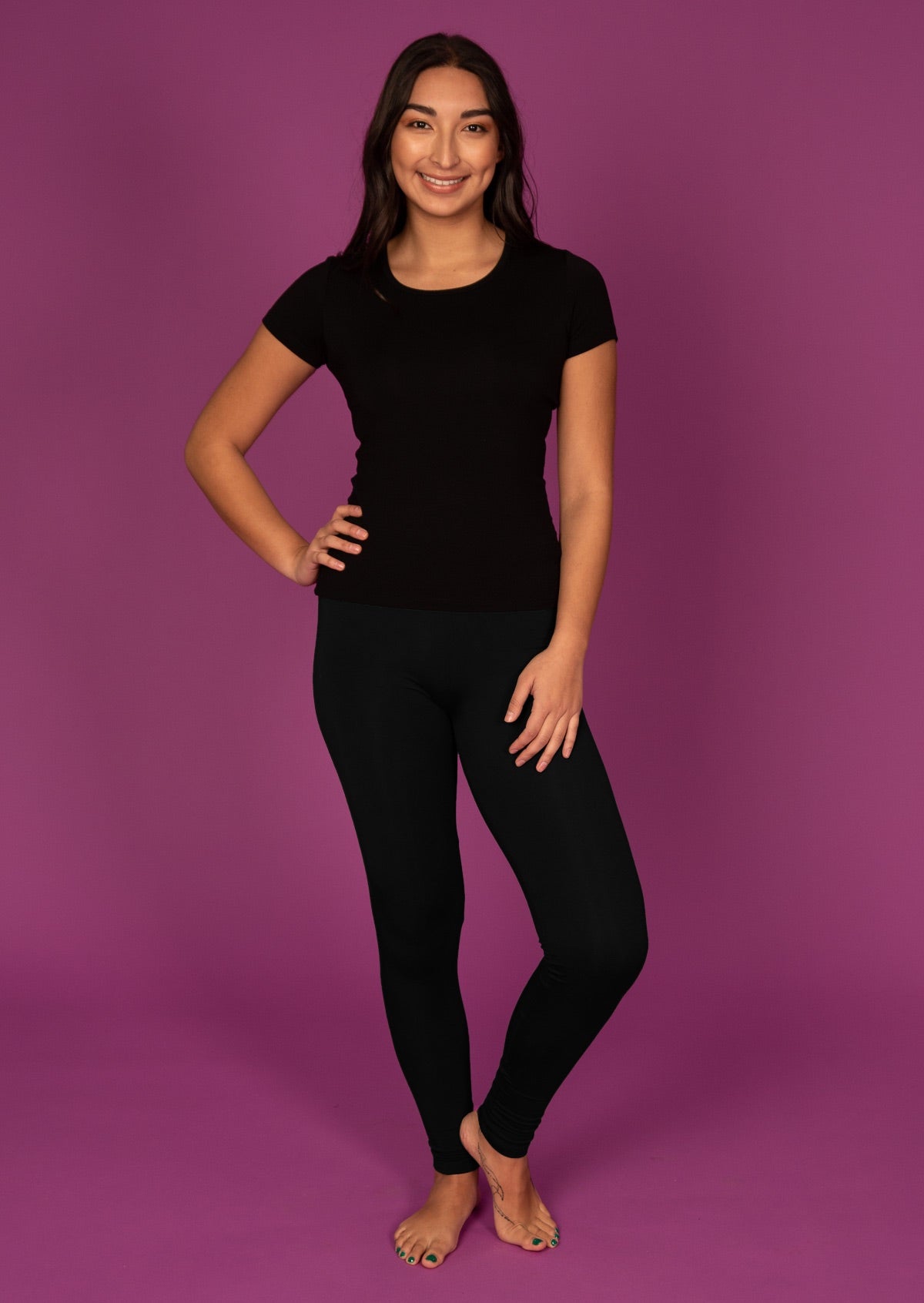 Leggings high waisted full length soft rayon black | Karma East Australia