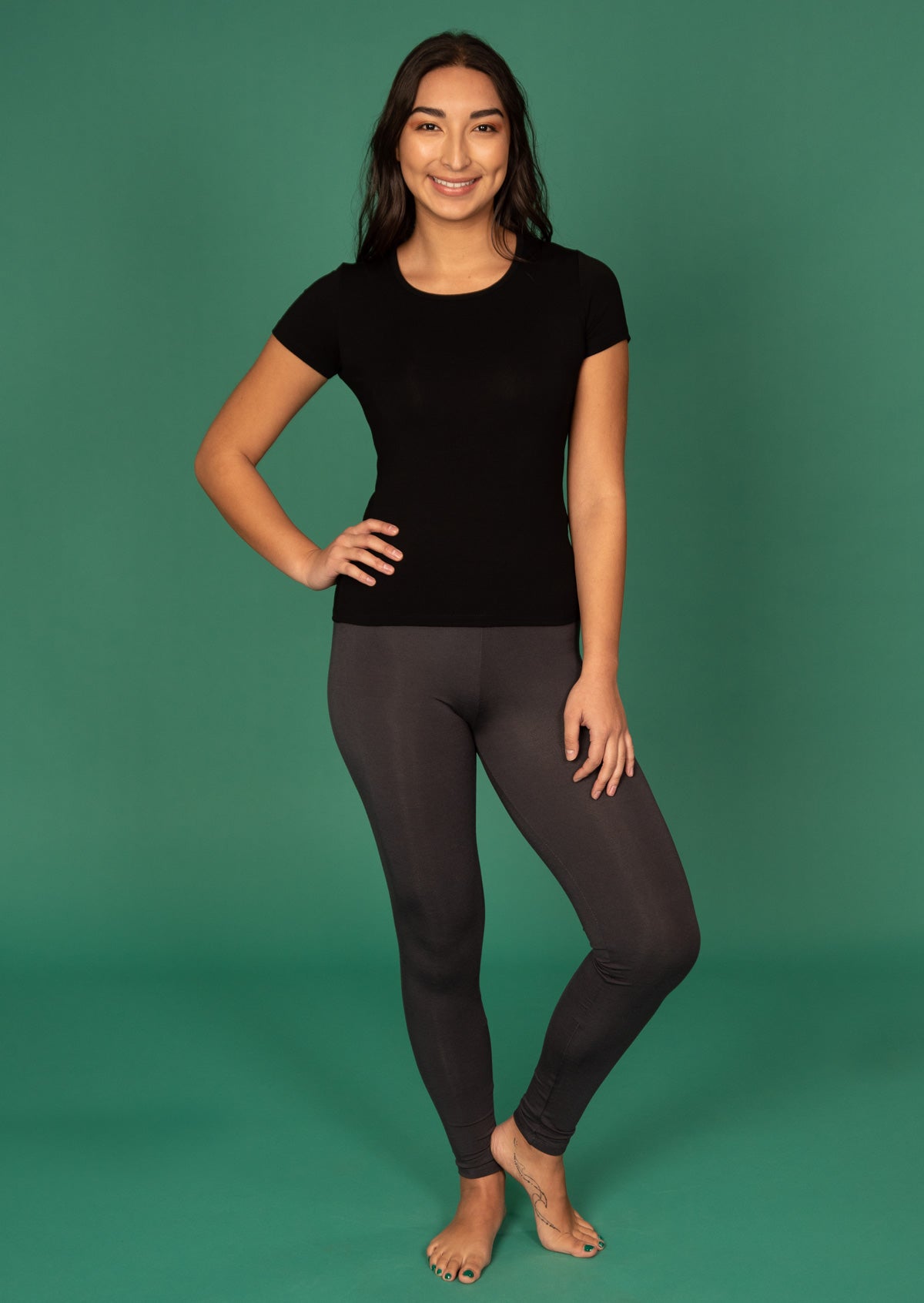 Leggings high waisted full length soft rayon dark grey | Karma East Australia