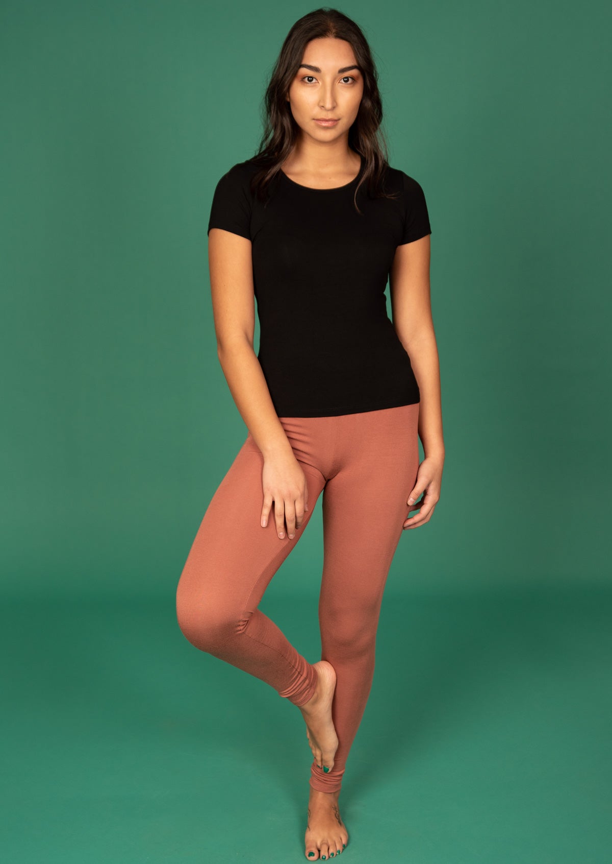 Leggings high waisted full length soft rayon dusty pink | Karma East Australia