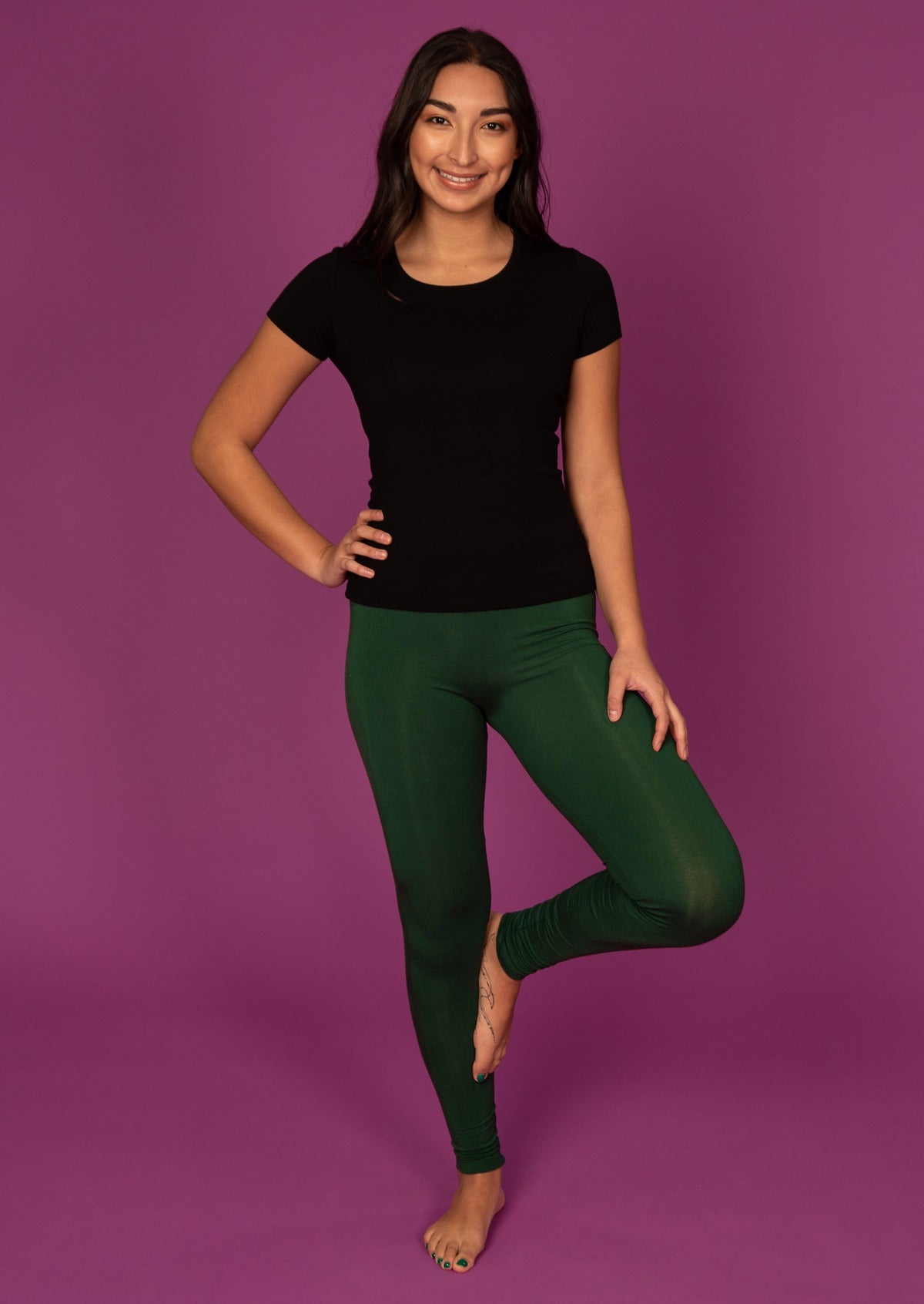 Leggings high waisted full length soft rayon deep green | Karma East Australia