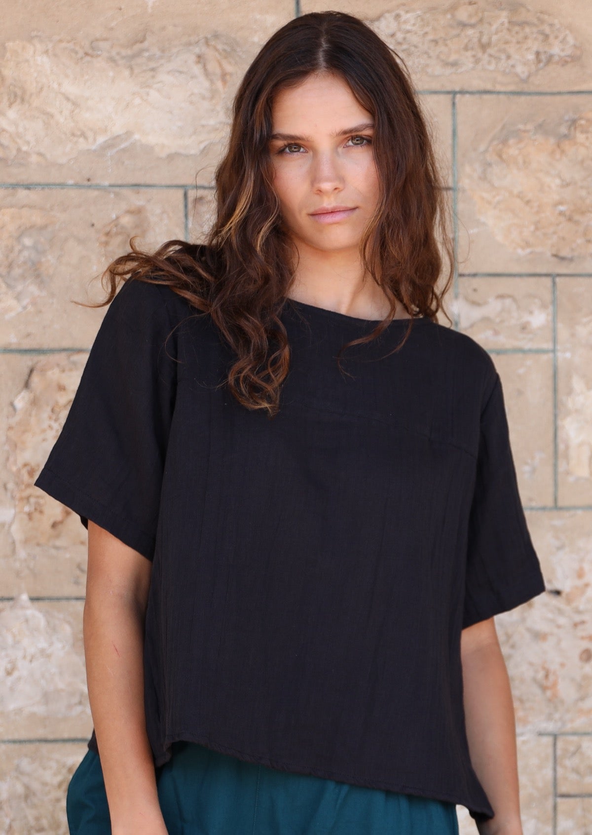 black 100% cotton women's top