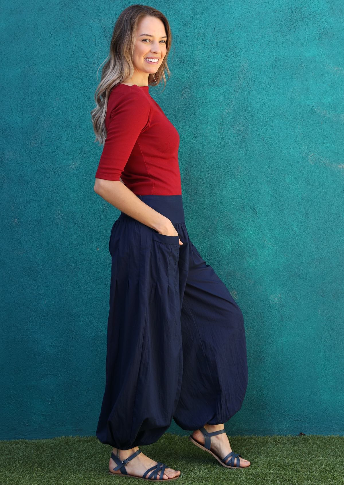 100% cotton women's loose fit pant