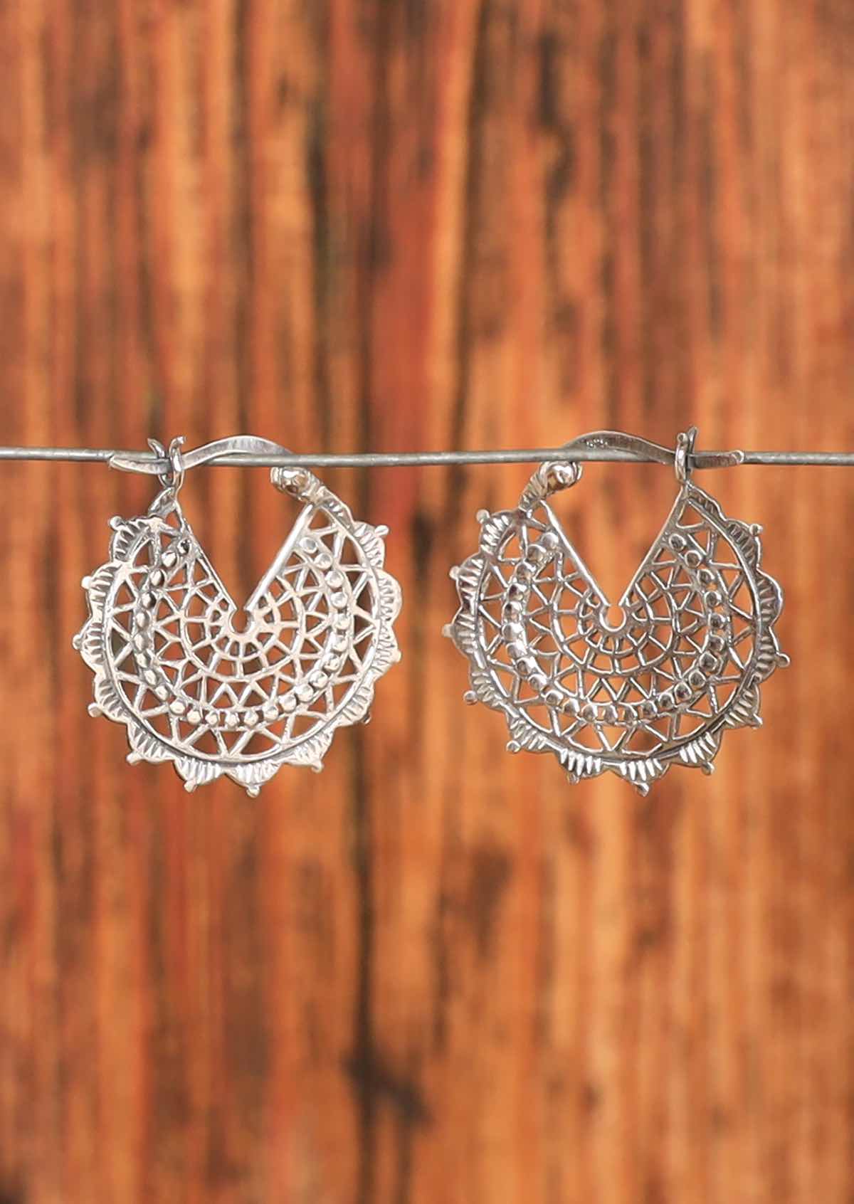 sterling silver hoop boho mandala earring Australia