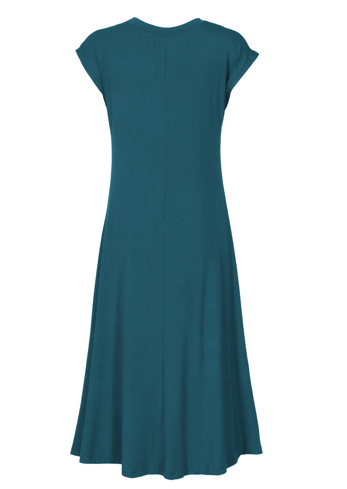 back view midi dress plain teal fabric