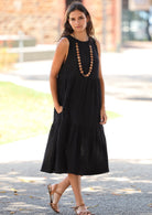 100% cotton women's black dress