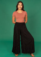 elasticated high waist pant black