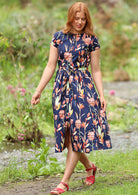 Short Sleeve Midi Length Womens Dress