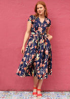 Button Down Midi Length Cotton Womens Dress