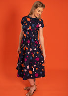 Full Button Down Closure Cotton Midi Dress