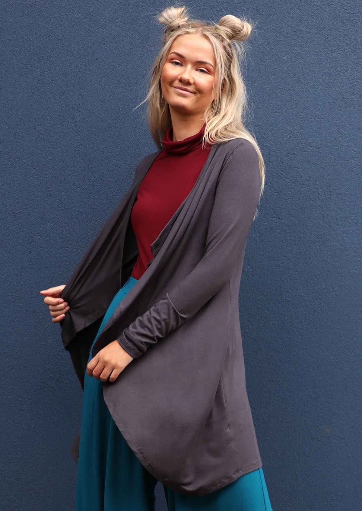soft stretch rayon jersey cardigan