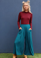 soft stretch rayon women's pant blue