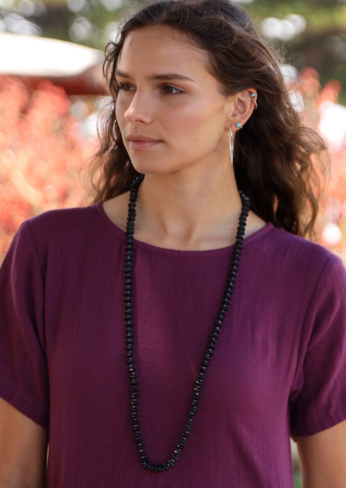 small round wood bead necklace made in Australia black