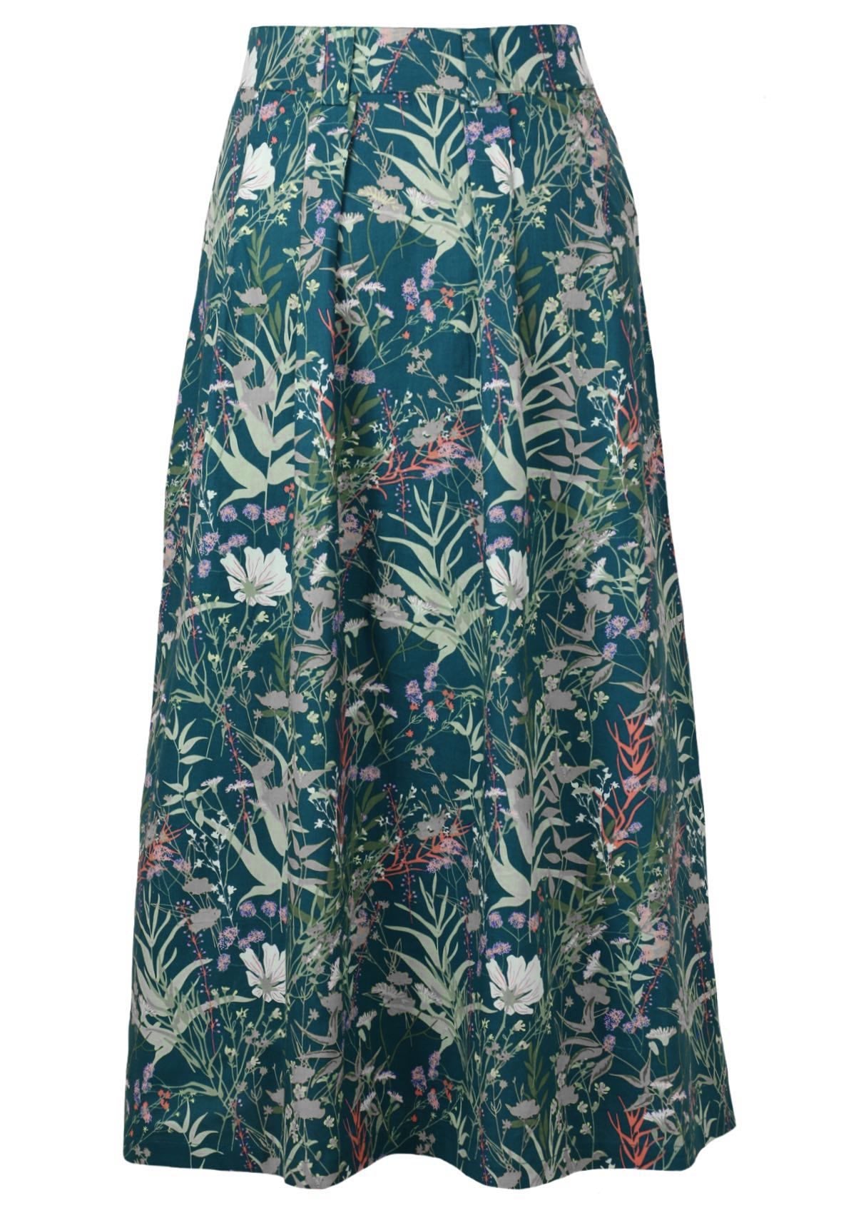 back view box pleats women's skirt