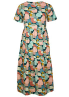 front view 100% cotton tiered midi dress