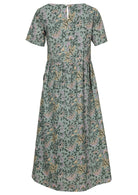 Back View Midi Length Cotton Dress with button back closure.