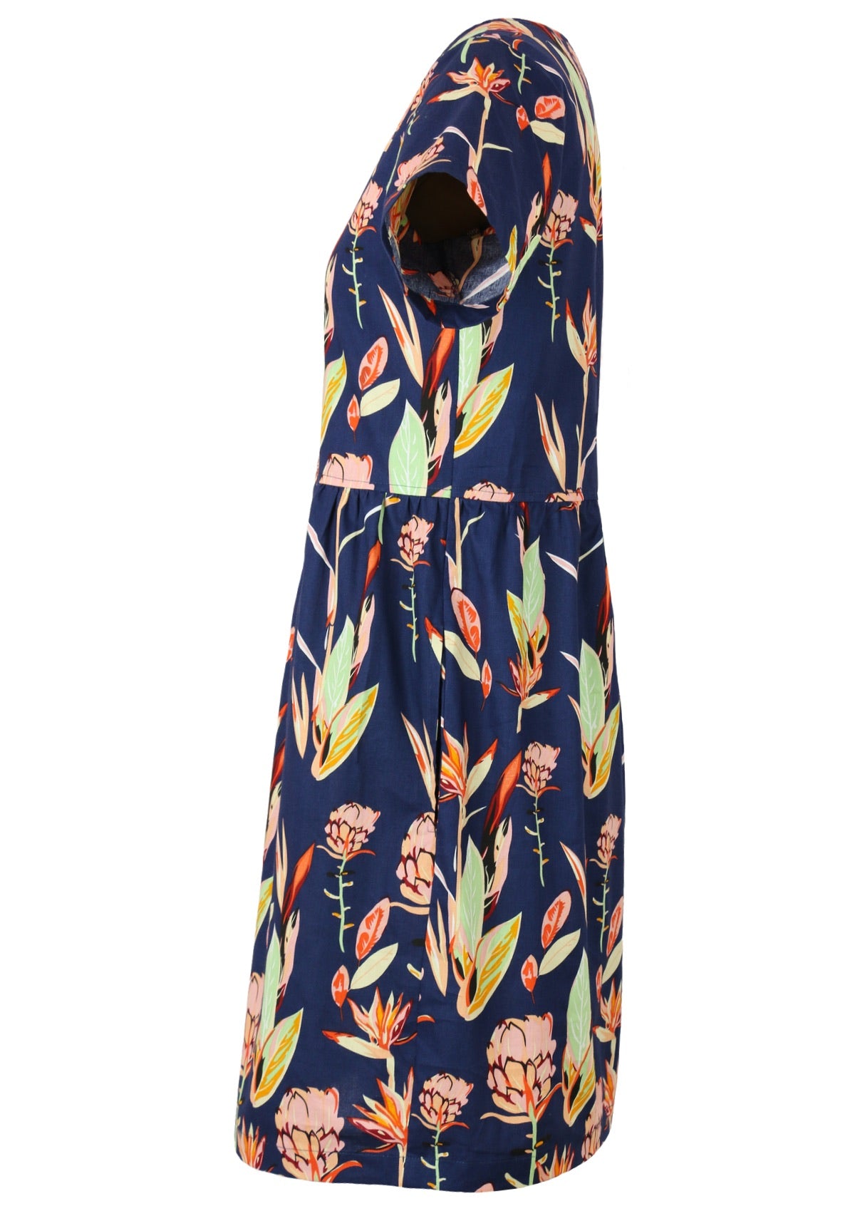 Side View Floral Print 100% Cotton Dress