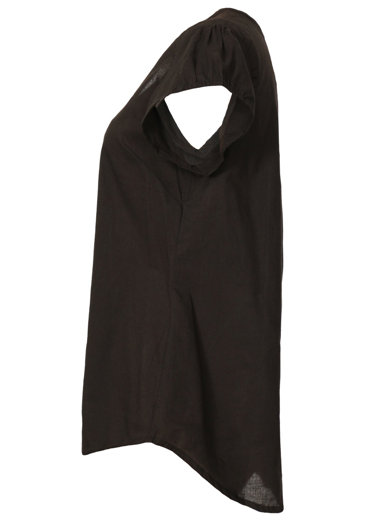 side view cap sleeve women's top black