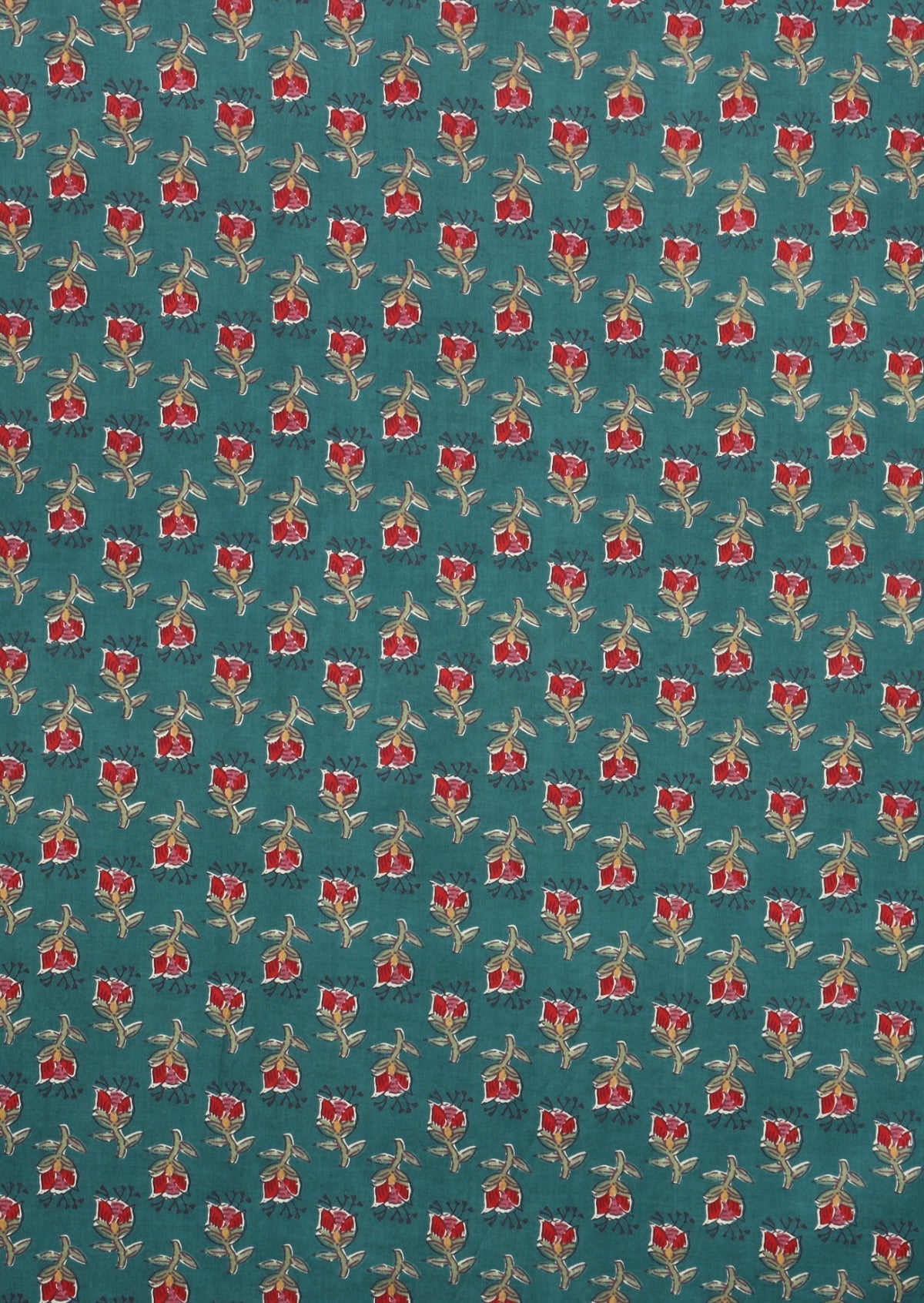 Evergreen Print Collection - sweet teal floral motif print cotton