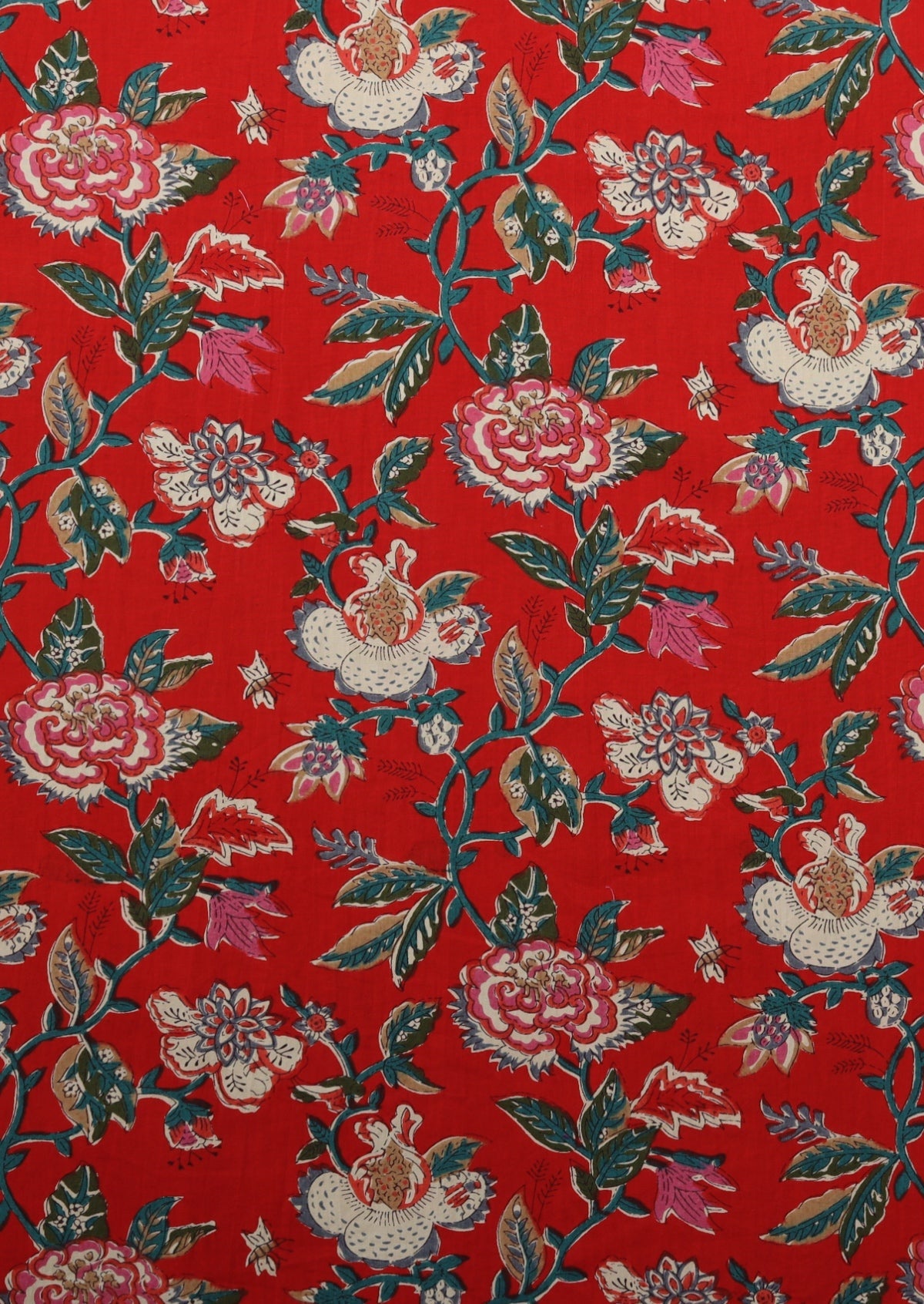Mistlerose Print Collection - sophisticated large scale red based floral print cotton