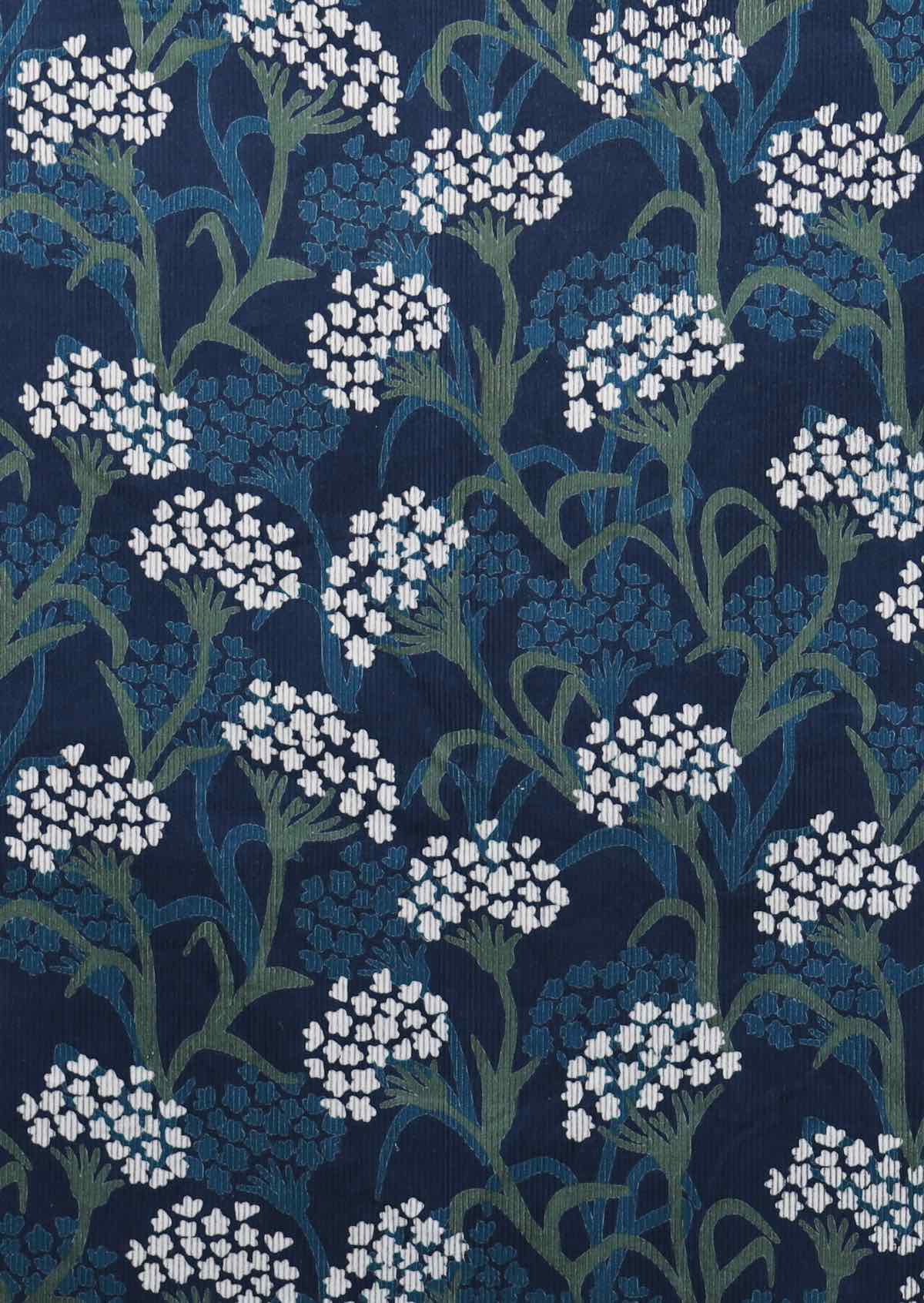Yarrow Corduroy Print - Floral Print with a Navy Blue Base