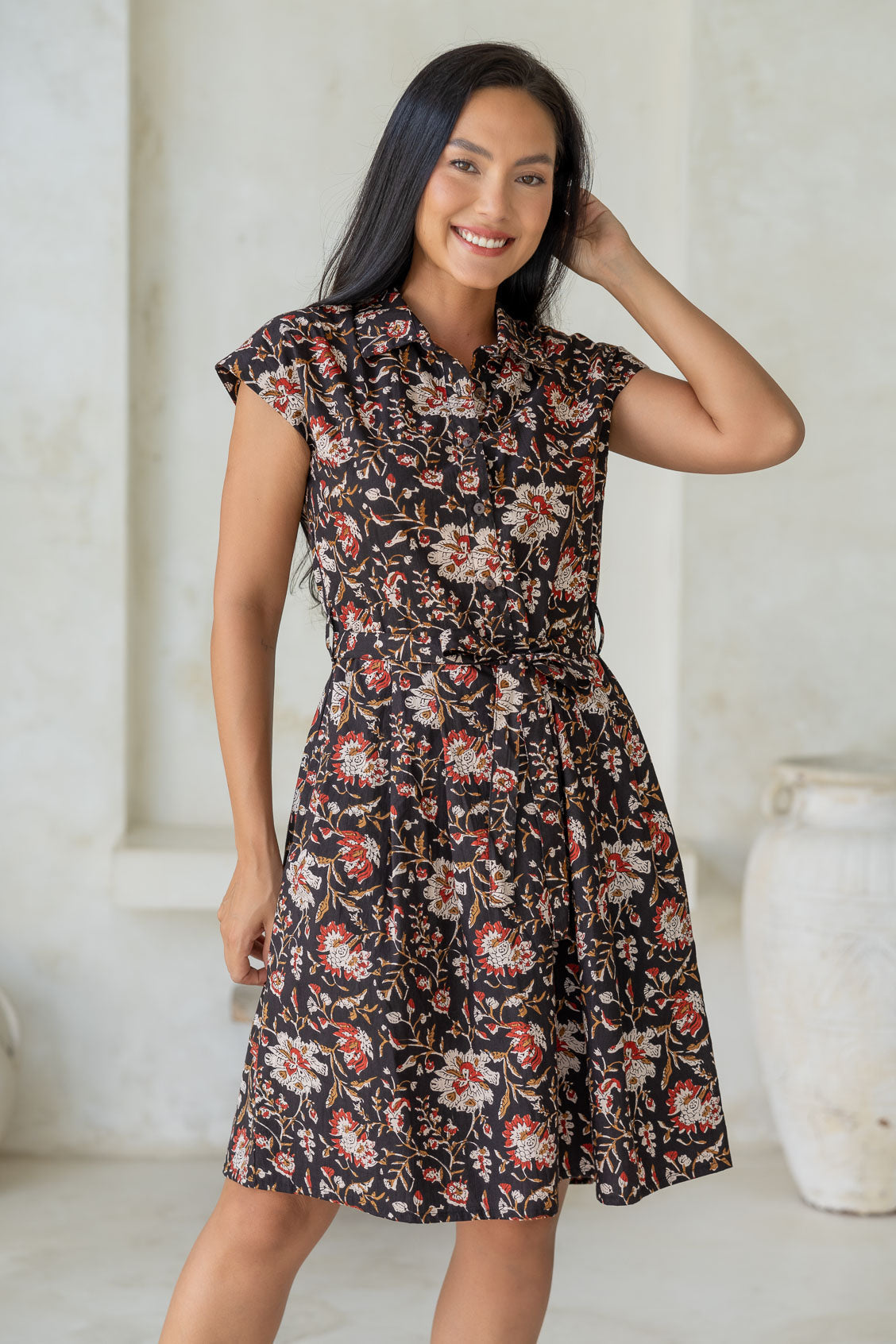 Nocturne Print Collection - Cotton black based traditional Indian floral print