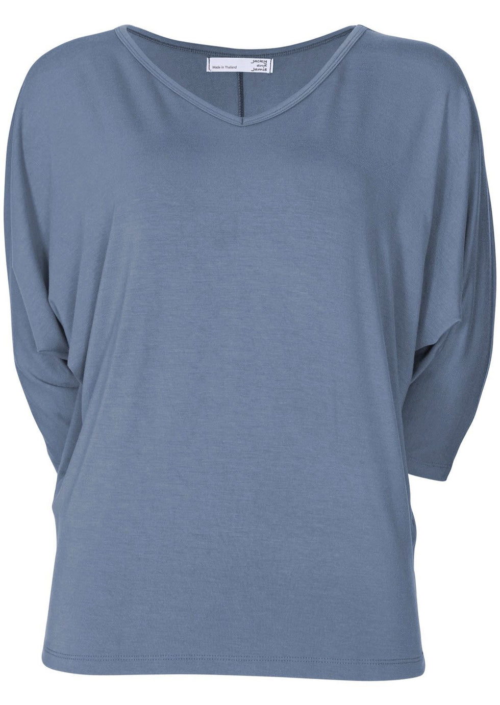 34 Sleeve V Neck Batwing Top Blue Grey Karma East Australia