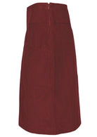 Side mannequin photo of cotton corduroy A-line skirt with pockets and side zip