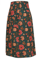 Side image of A line cotton skirt with wide piped waistband, pockets and hidden side zipper 
