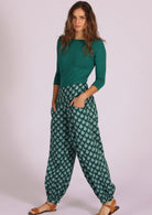 Comfort and style in these cotton harem pants with pockets