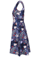 100 percent cotton cross over retro dress navy side