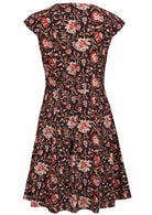 Black based traditional Indian floral print cotton dress with zip at the back.