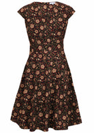 Cotton retro style dress with cross-over bodice, cap sleeves and fuller skirt