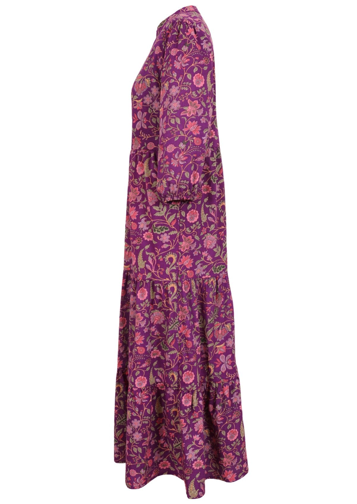 Cotton maxi dress with 3/4 sleeves and hidden side pockets