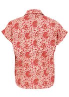 Lightweight 100% cotton top with V neckline, collar and short folded sleeves