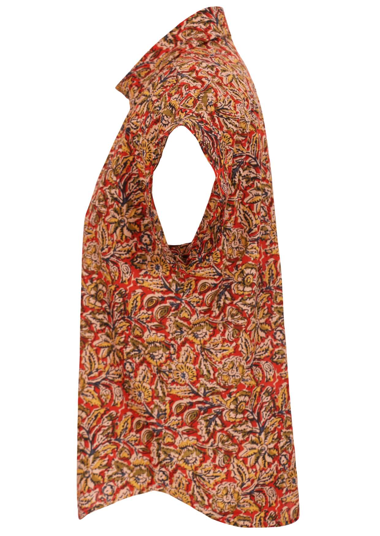 Short-sleeve shirt with a collar in a rust based earthy print